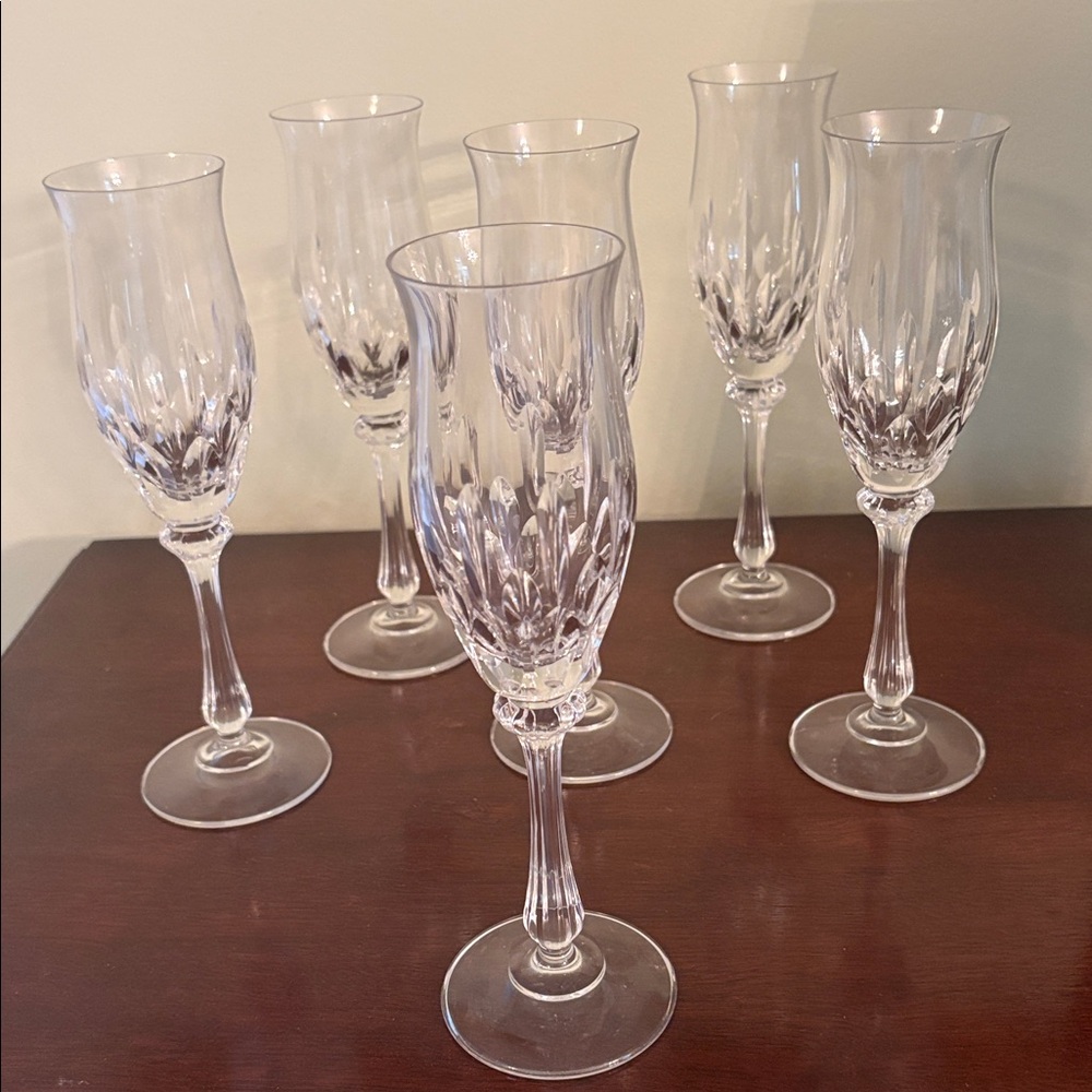 Mikasa Clear Crystal Champagne Flutes Set 6